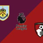 Logos do Burnley e Bournemouth na partida da Premier League, com destaque para os escudos dos times.