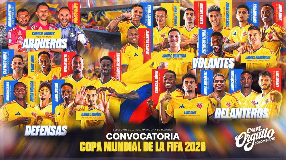 Seleção Colombiana convoca seus 26 atletas para Copa do Mundo com Carrascal na lista - Canal Na Coruja