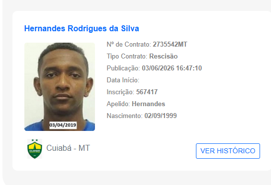 Hernandes deixa o Cuiabá e tem rescisão publicada no BID 1 image